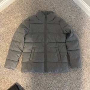 NEW! Womens Gray Puffer Jacket size M tall old navy longer in length pockets